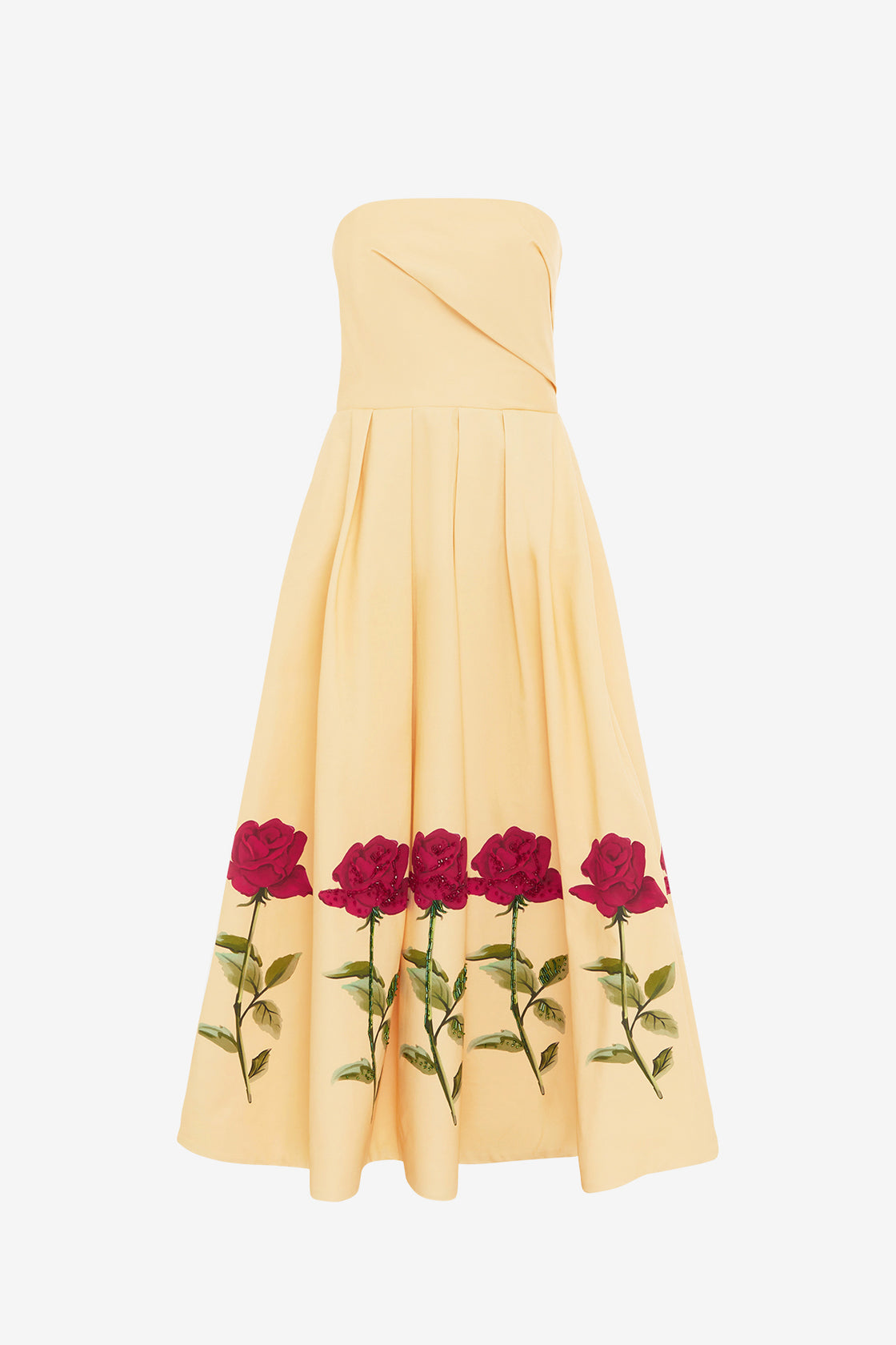 Lynn Embellished Rose Bustier Midi Dress - Butter Lynn Embellished Rose Bustier Midi Dress - Butter