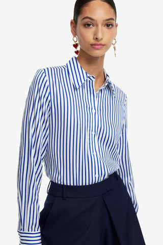 Exclusive LEO LIN Rosaline Striped Shirt - Navy