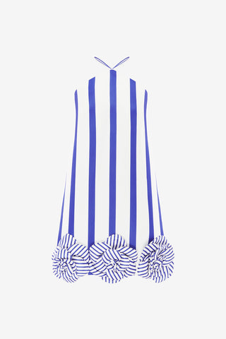 Exclusive LEO LIN Suzy Striped Halterneck Mini Dress - Navy