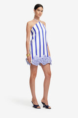 Suzy Striped Halterneck Mini Dress - Navy Dress Mini