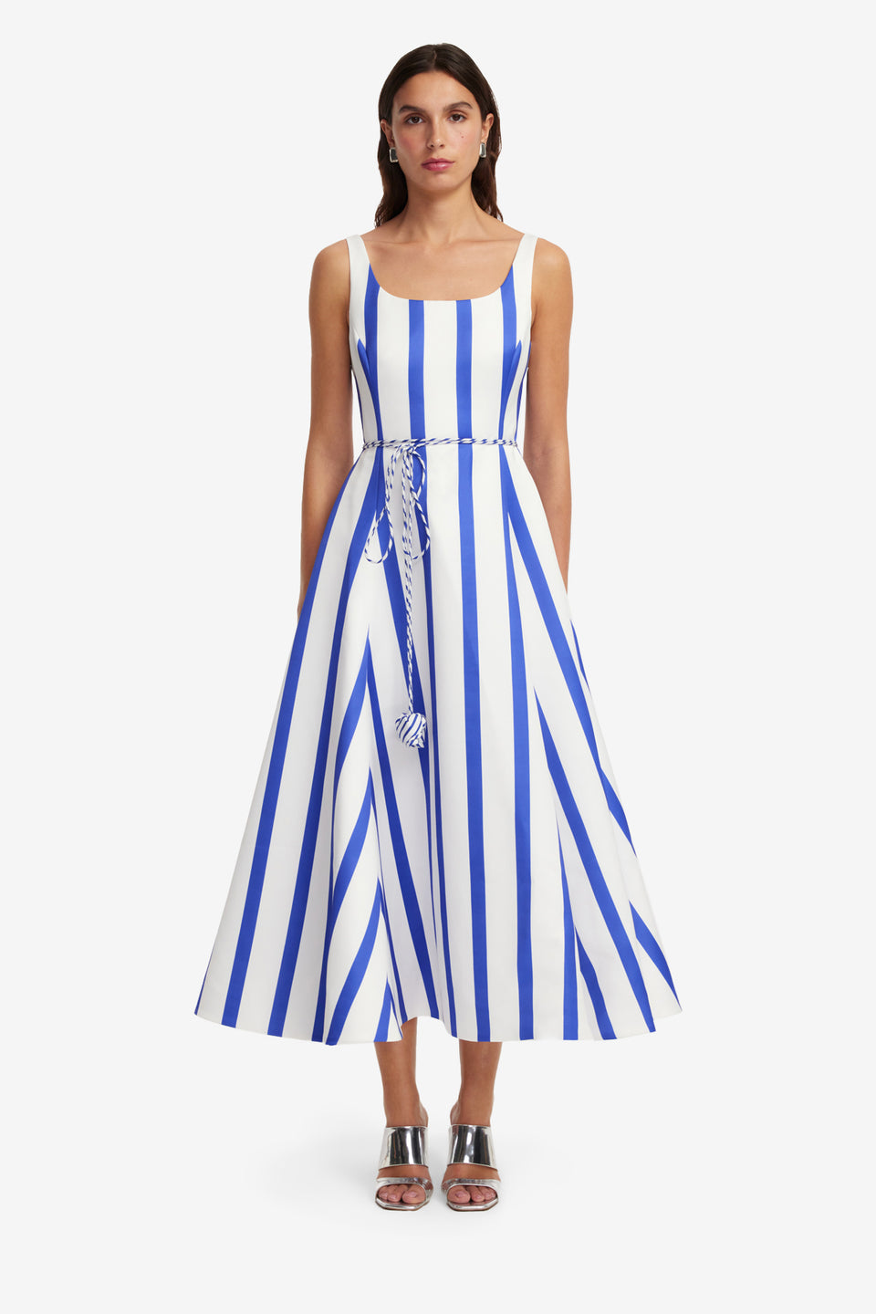 bon voyage midi dress Vestido Midi Bon Voyage Striped - Blanco Negro