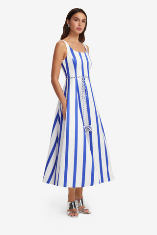 Exclusive LEO LIN Serafina Striped Maxi Dress - Navy