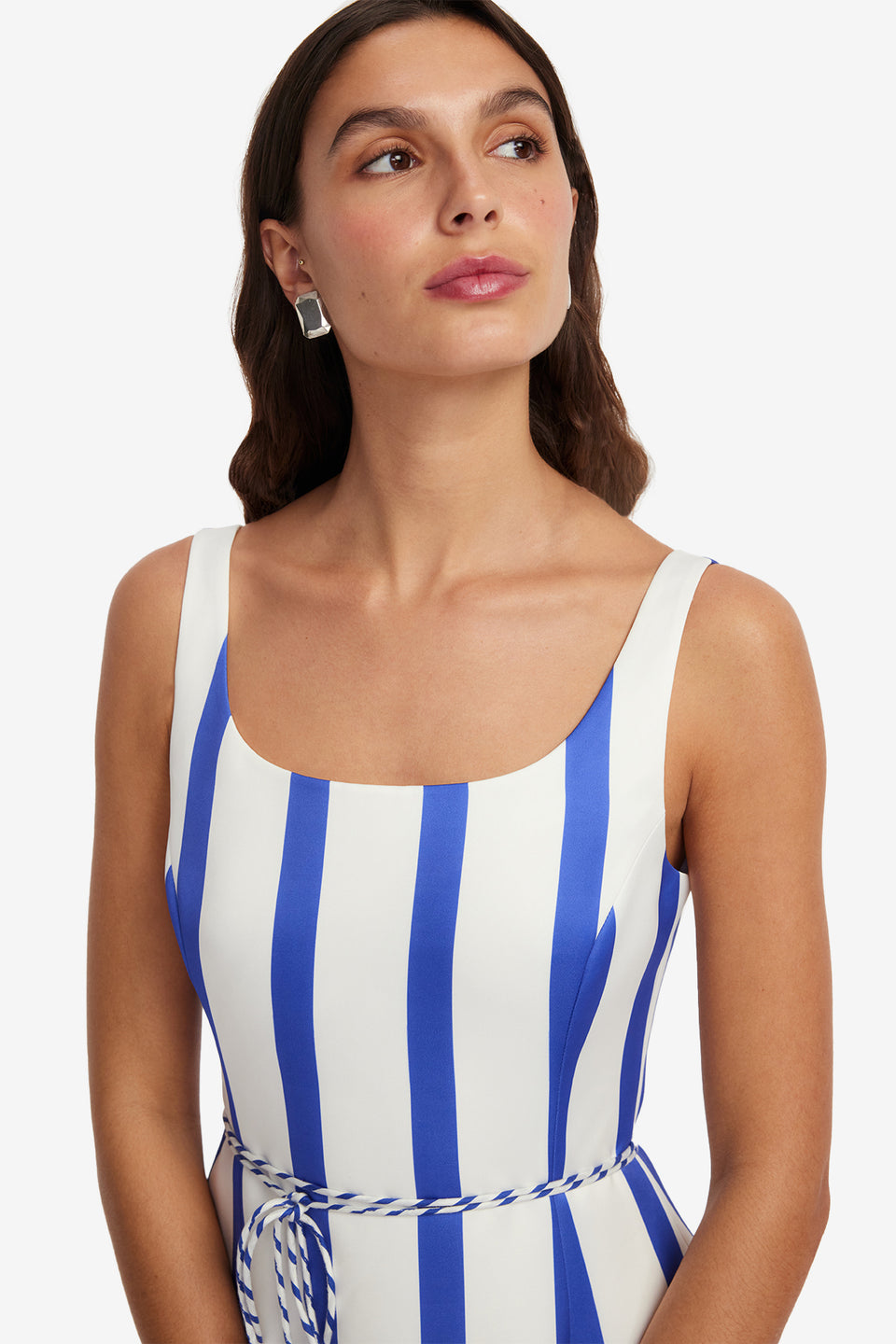 Exclusive LEO LIN Serafina Striped Maxi Dress - Navy
