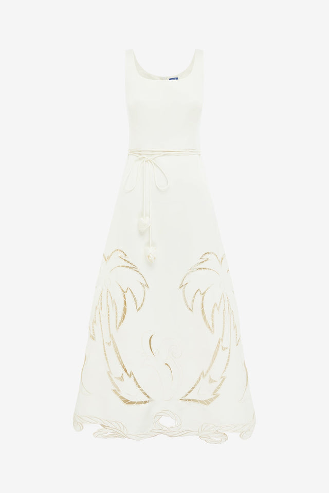 Exclusive LEO LIN Serafina Applique Maxi Dress - Vanilla