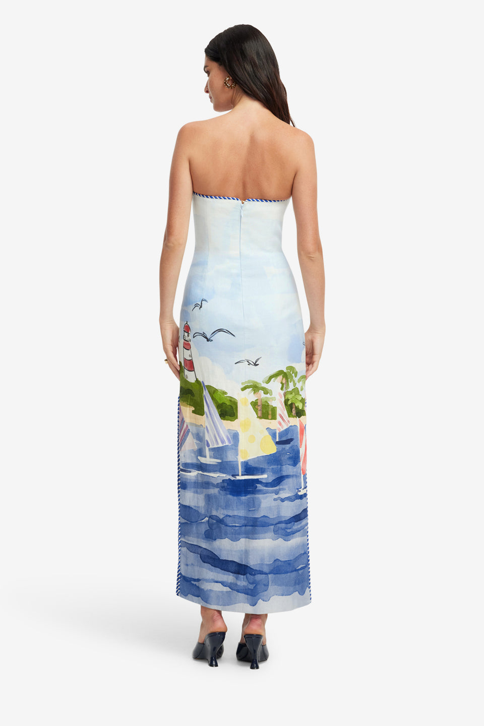 Exclusive LEO LIN Ava Bustier Maxi Dress - Nautical Print
