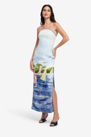 Exclusive LEO LIN Ava Bustier Maxi Dress - Nautical Print