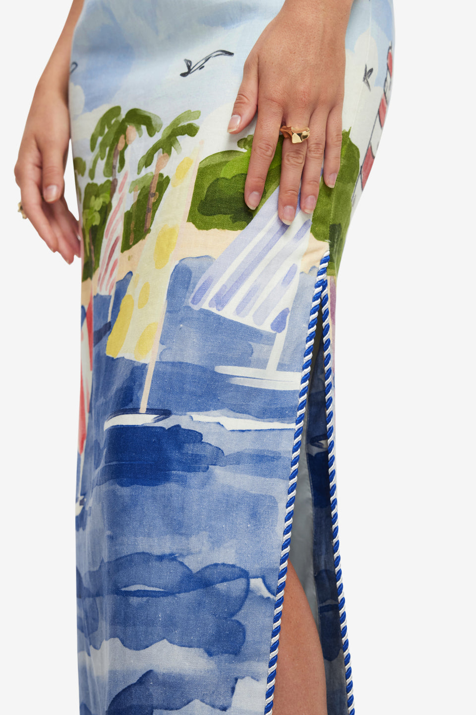 Exclusive LEO LIN Ava Bustier Maxi Dress - Nautical Print