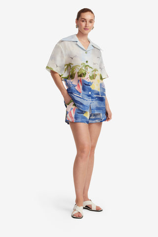 Exclusive LEO LIN Casey Silk Button Shirt - Nautical Print