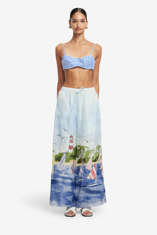 Exclusive LEO LIN Jamie Wide Leg Pants - Nautical Print