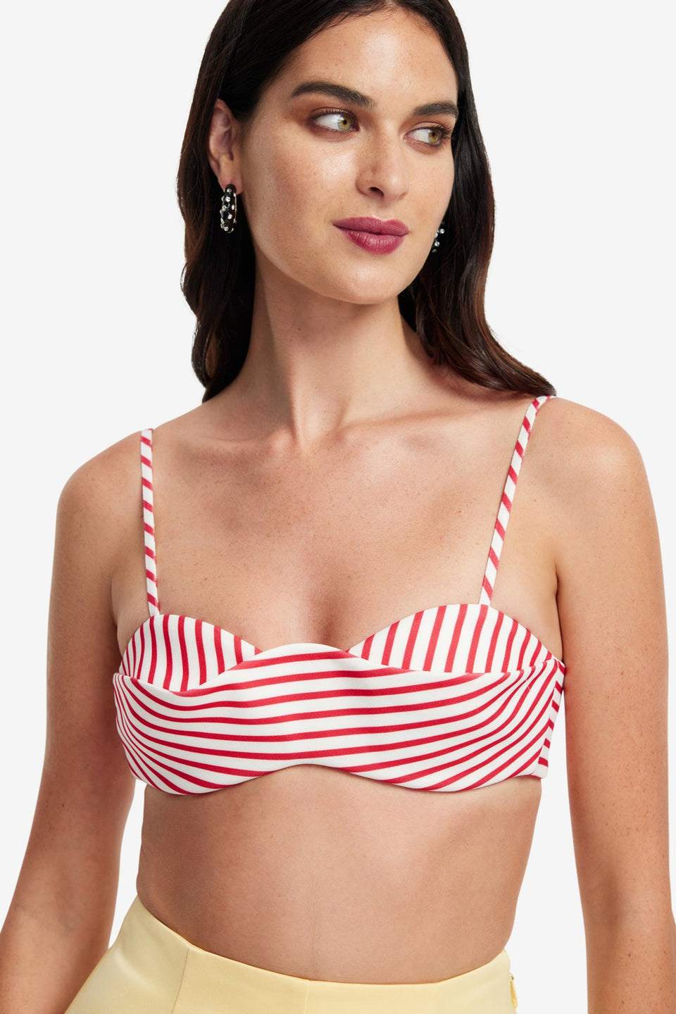 Exclusive LEO LIN Julia Striped Bralette - Scarlet