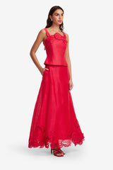 Melissa Linen Appliqué Maxi Skirt - Scarlet Skirts