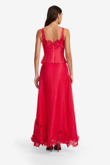 Melissa Linen Appliqué Maxi Skirt - Scarlet Skirts