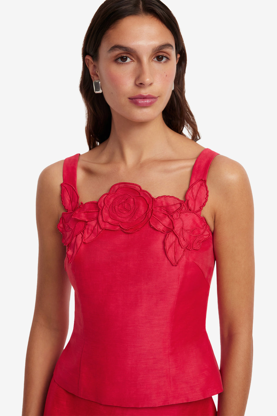 Exclusive LEO LIN Isadora Appliqué Top - Scarlet