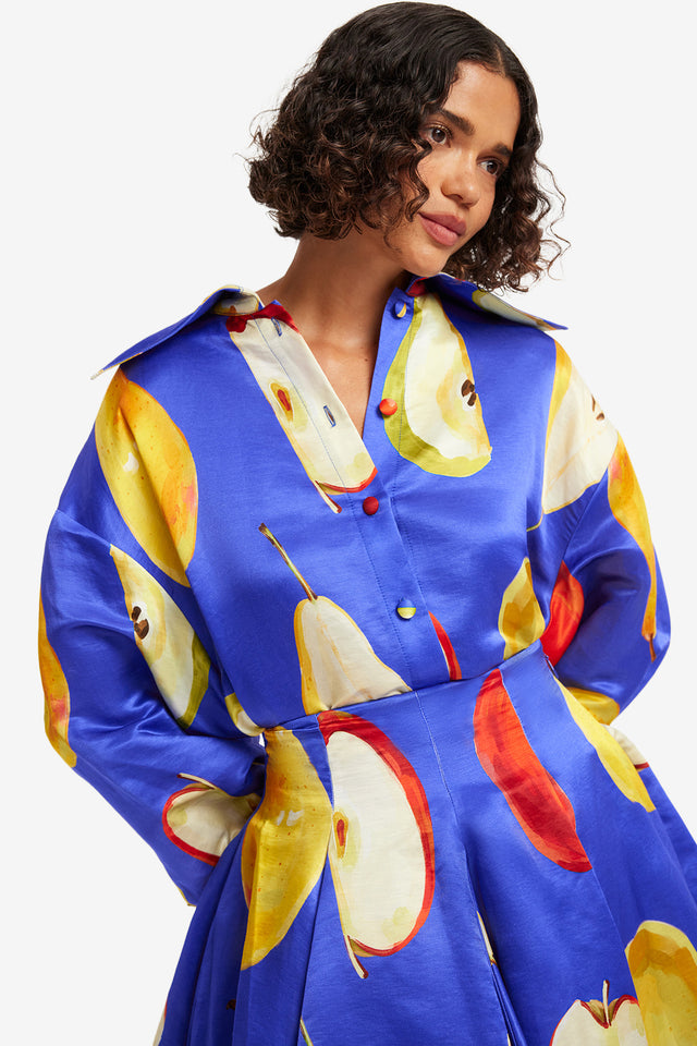 Exclusive LEO LIN Kathleen Linen Blouse - Pear Print