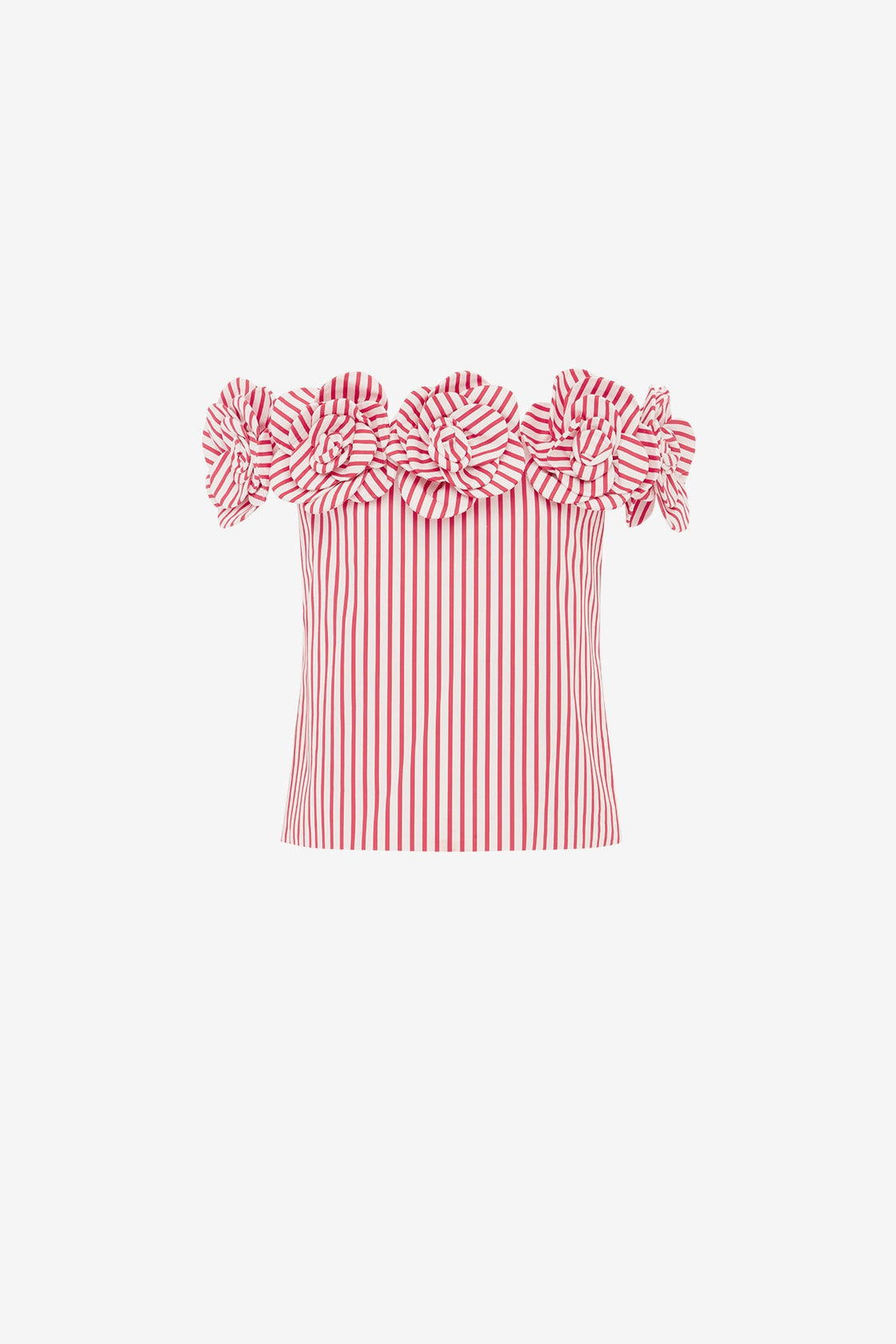Exclusive LEO LIN McKayla Off-Shoulder Top - Stripes in Scarlet