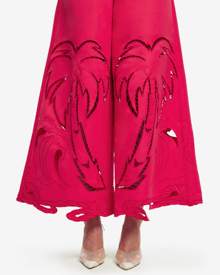 Exclusive LEO LIN Theodora Palm Pants - Scarlet