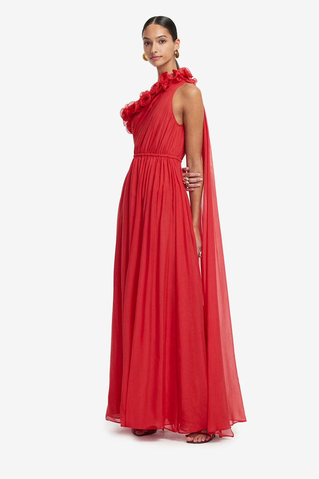 Exclusive LEO LIN Jenni One Shoulder Maxi Dress - Scarlet