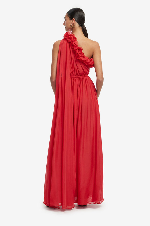 Exclusive LEO LIN Jenni One Shoulder Maxi Dress - Scarlet