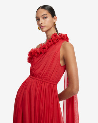 Exclusive LEO LIN Jenni One Shoulder Maxi Dress - Scarlet