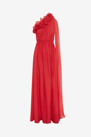 Exclusive LEO LIN Jenni One Shoulder Maxi Dress - Scarlet