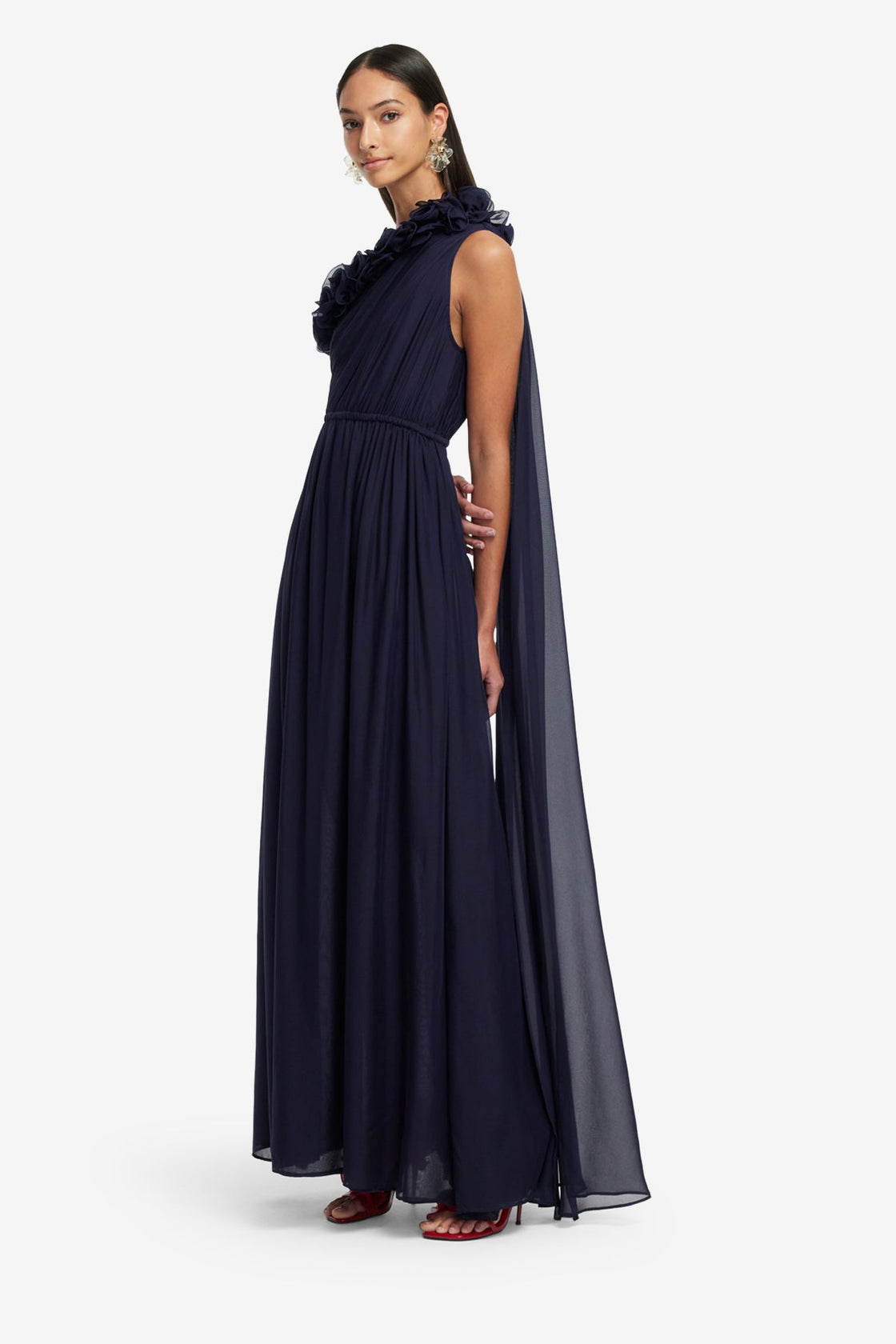 Exclusive LEO LIN Jenni One Shoulder Maxi Dress - Indigo