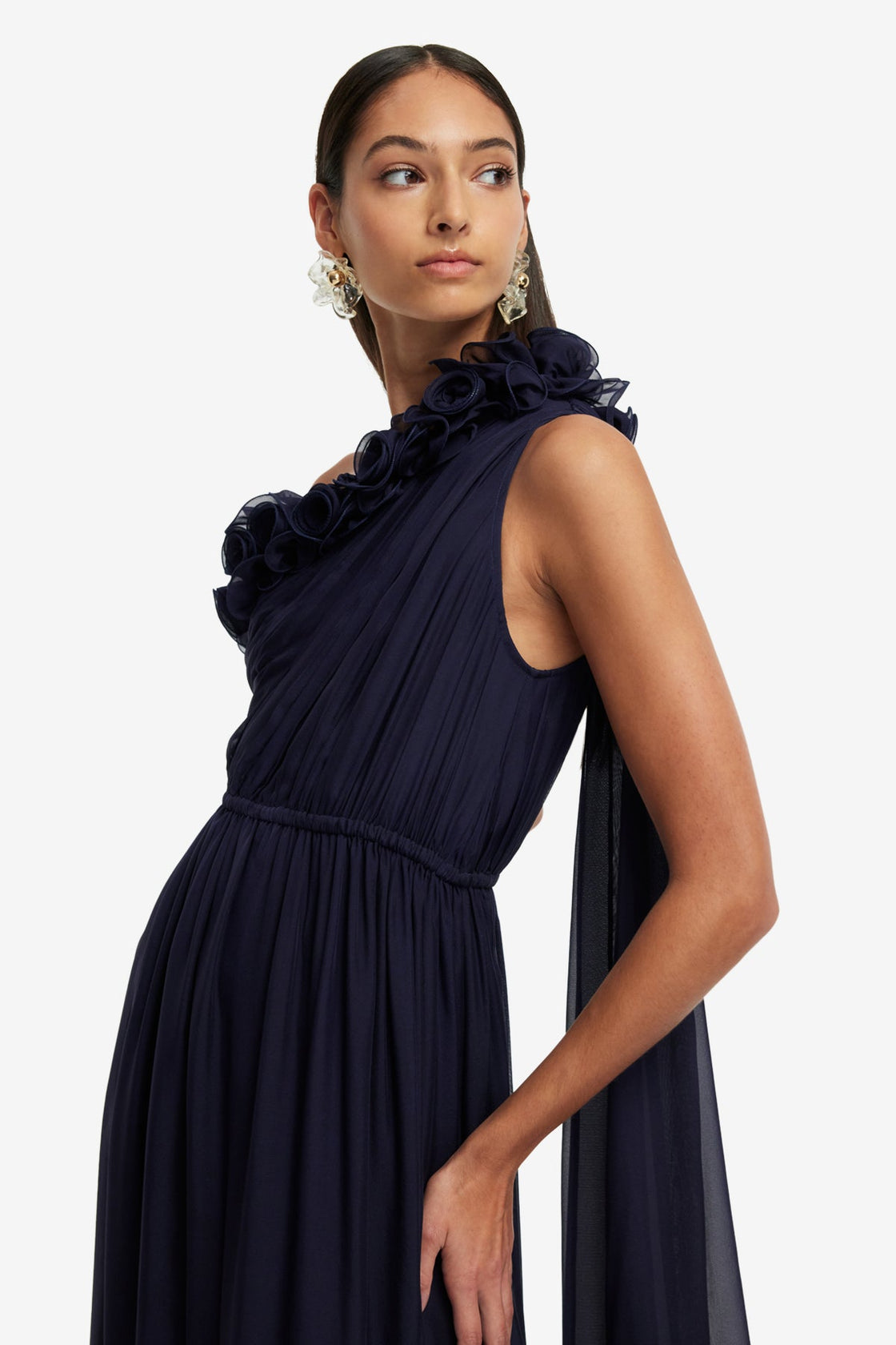Exclusive LEO LIN Jenni One Shoulder Maxi Dress - Indigo