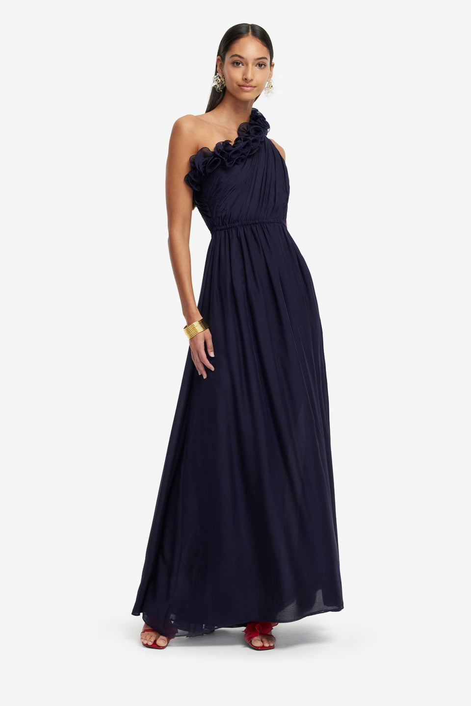 Exclusive LEO LIN Jenni One Shoulder Maxi Dress - Indigo