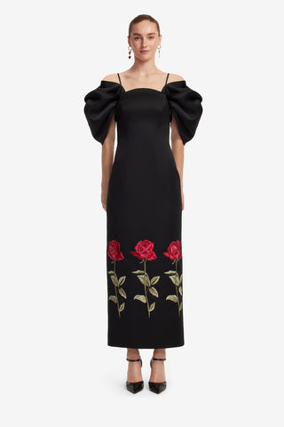 Exclusive LEO LIN Arabella Embroidered Maxi Dress - Ebony