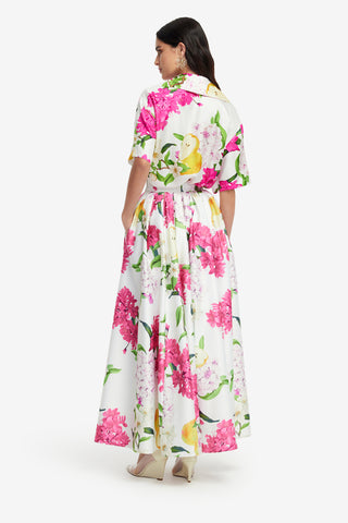 Exclusive LEO LIN Casey Silk Button Shirt - Floral Pear Print