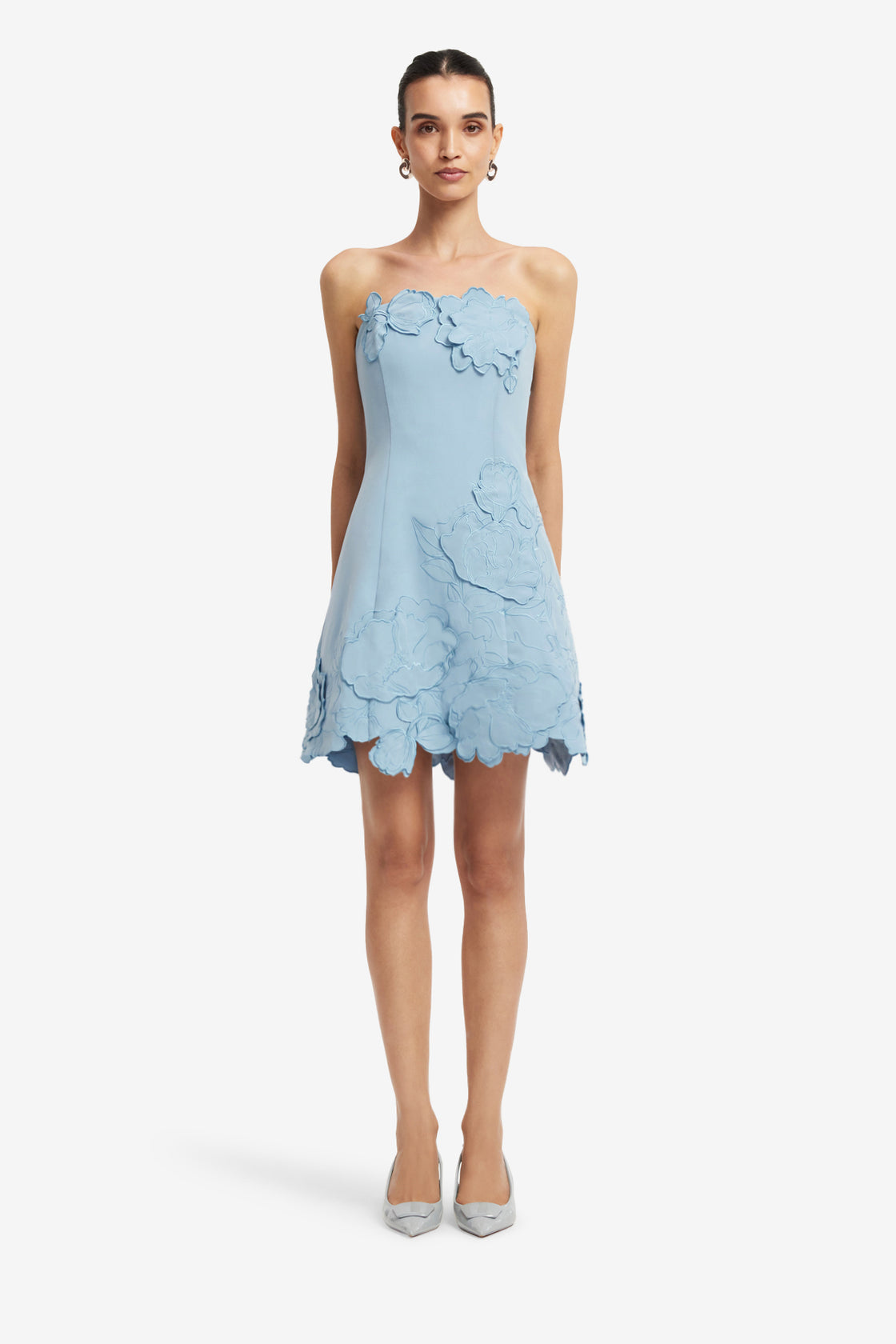 bust detail a-line mini dress in sky blue Bryony Mini Dress