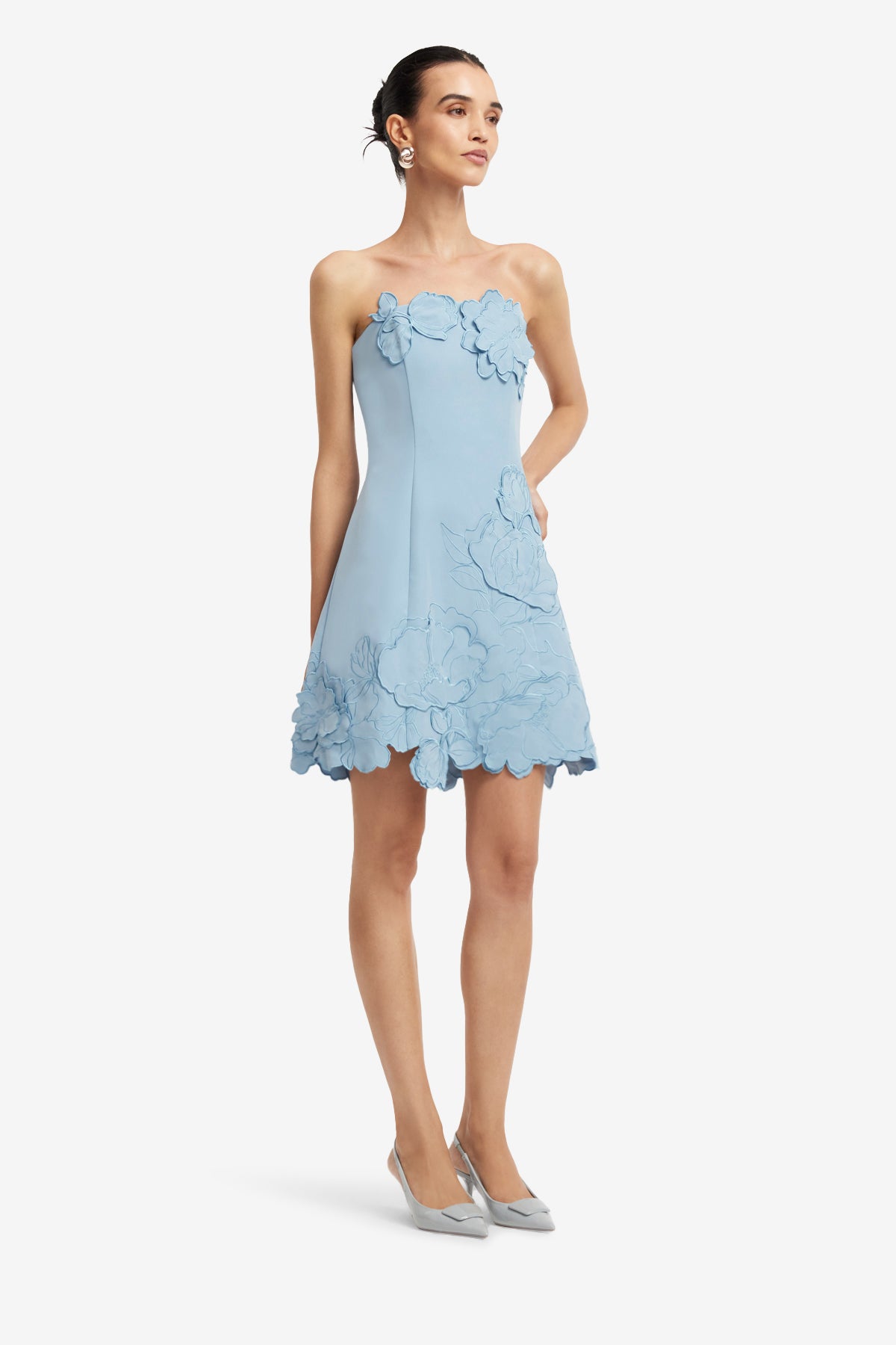Ayla Appliqué Bustier Mini Dress - Baby Blue – LEO LIN