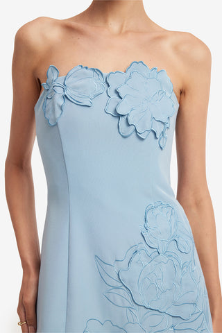 Ayla Appliqué Bustier Mini Dress - Baby Blue