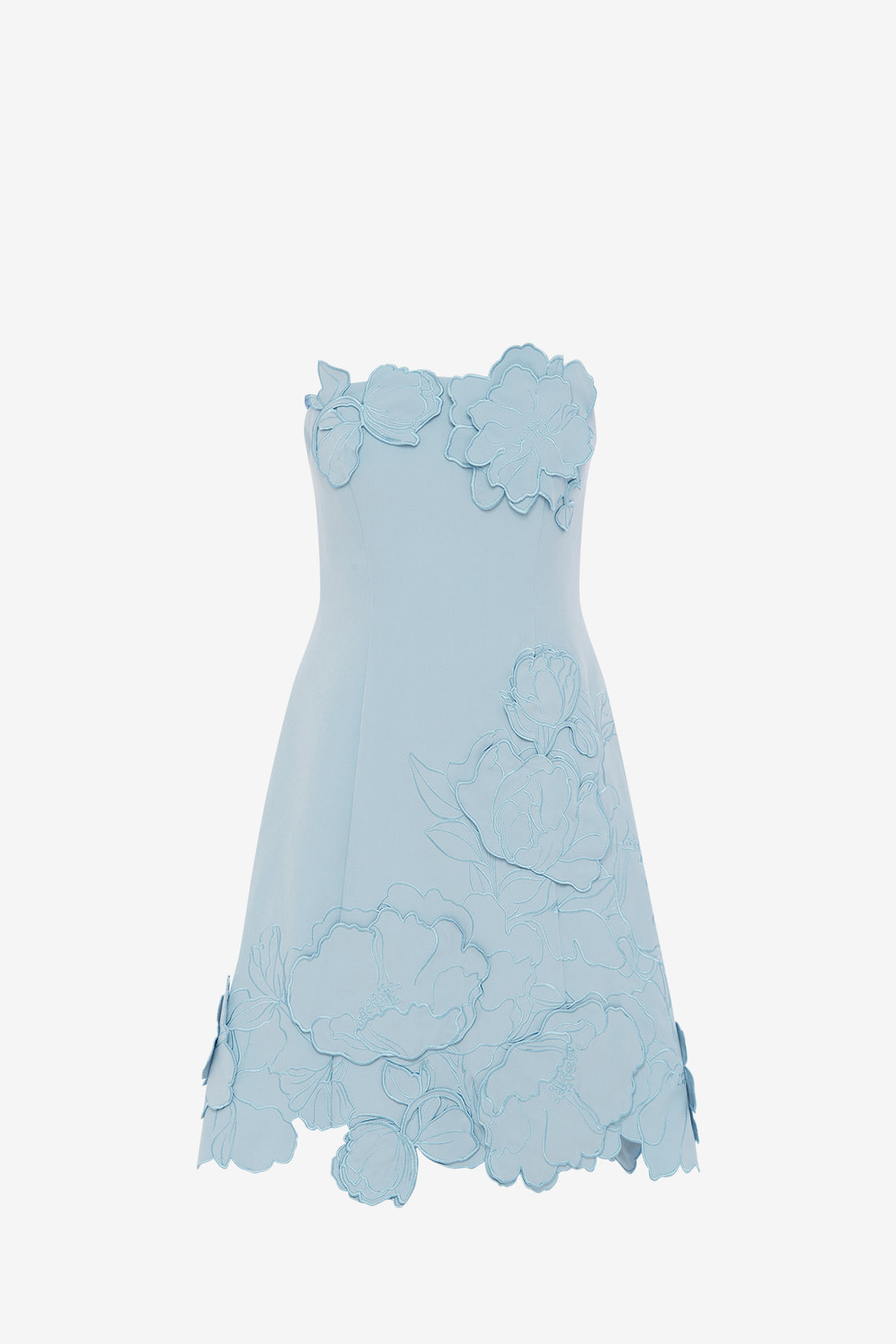 Ayla Appliqué Bustier Mini Dress - Baby Blue