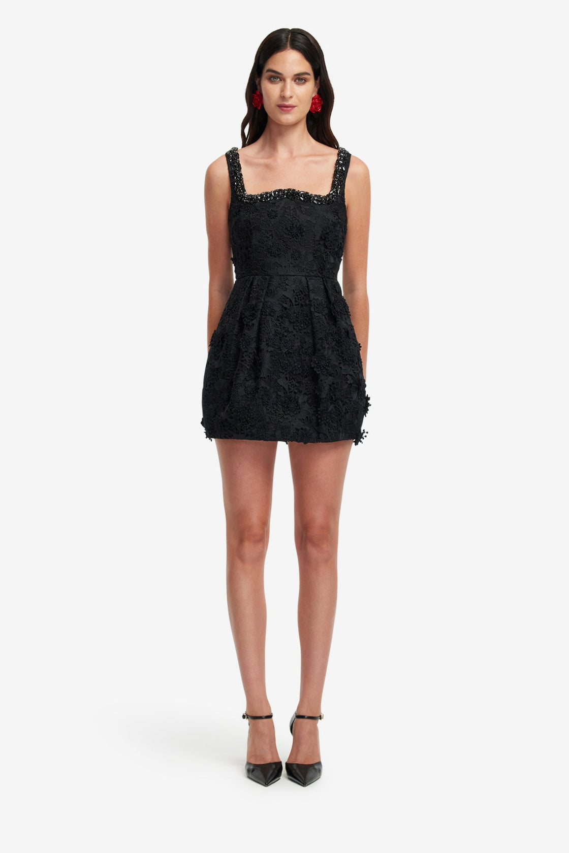 Exclusive LEO LIN Piper Lace Mini Dress - Ebony
