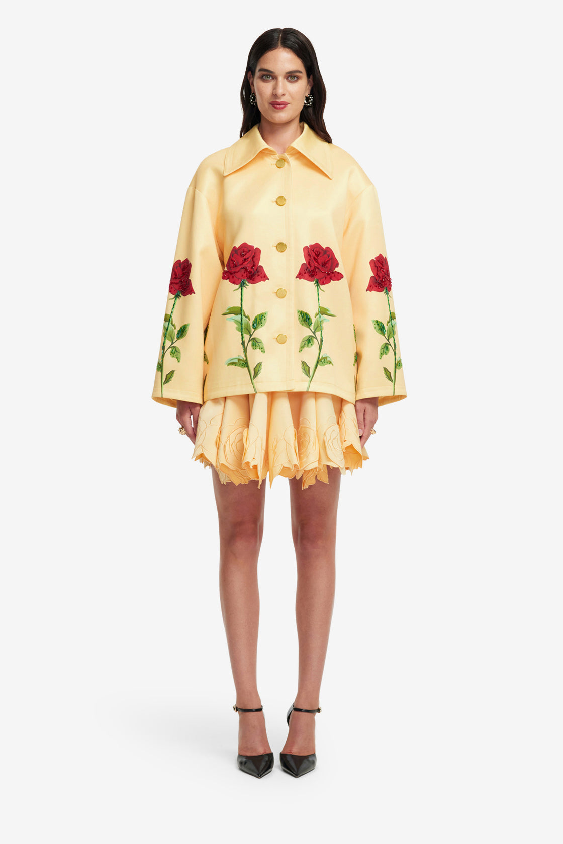 Exclusive LEO LIN Leyna Embellished Rose Jacket - Butter