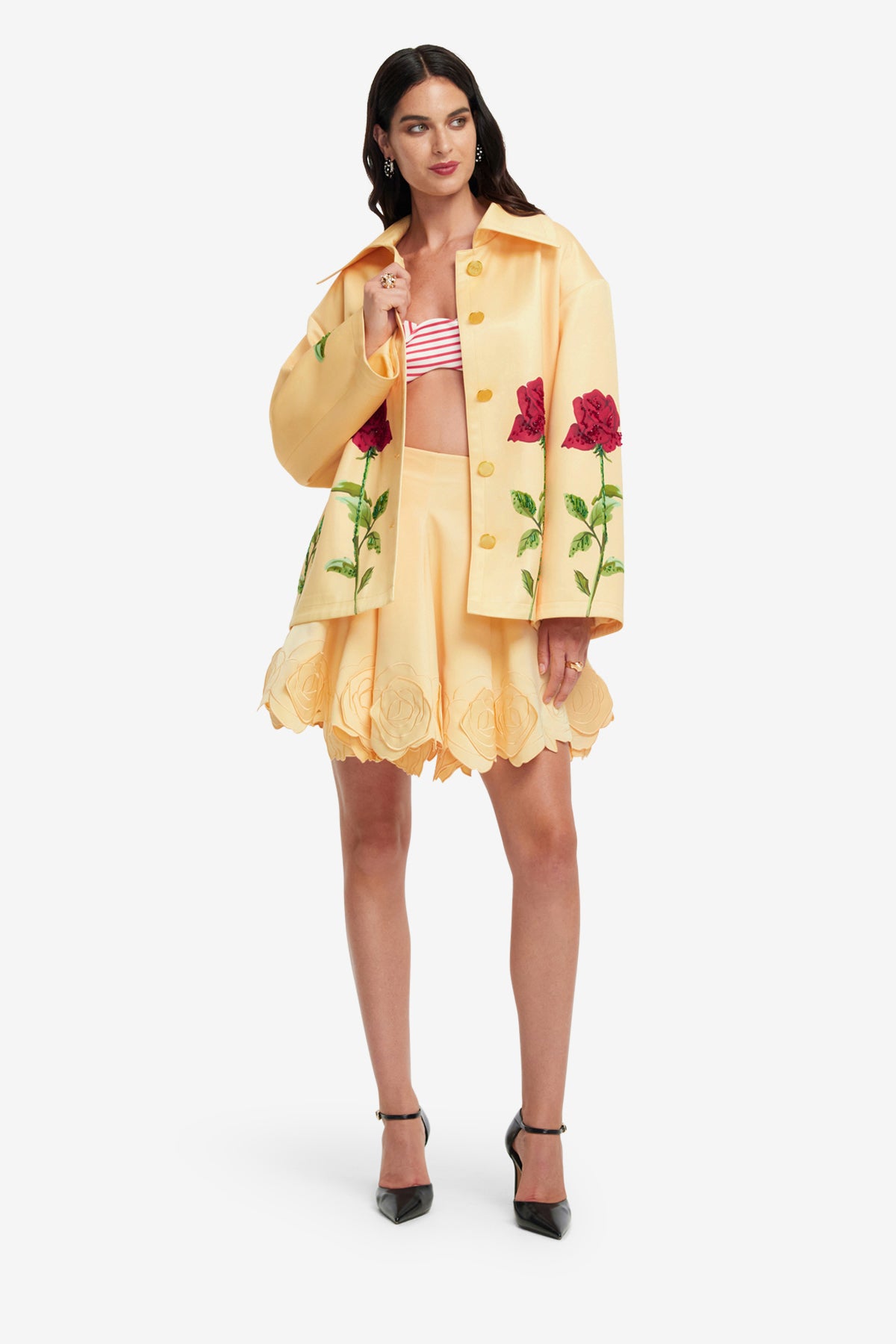 MARK&LONA OLSEN SPONGE JACKET&Skirt セット Leyna Embellished Rose Jacket - Butter – LEO LIN