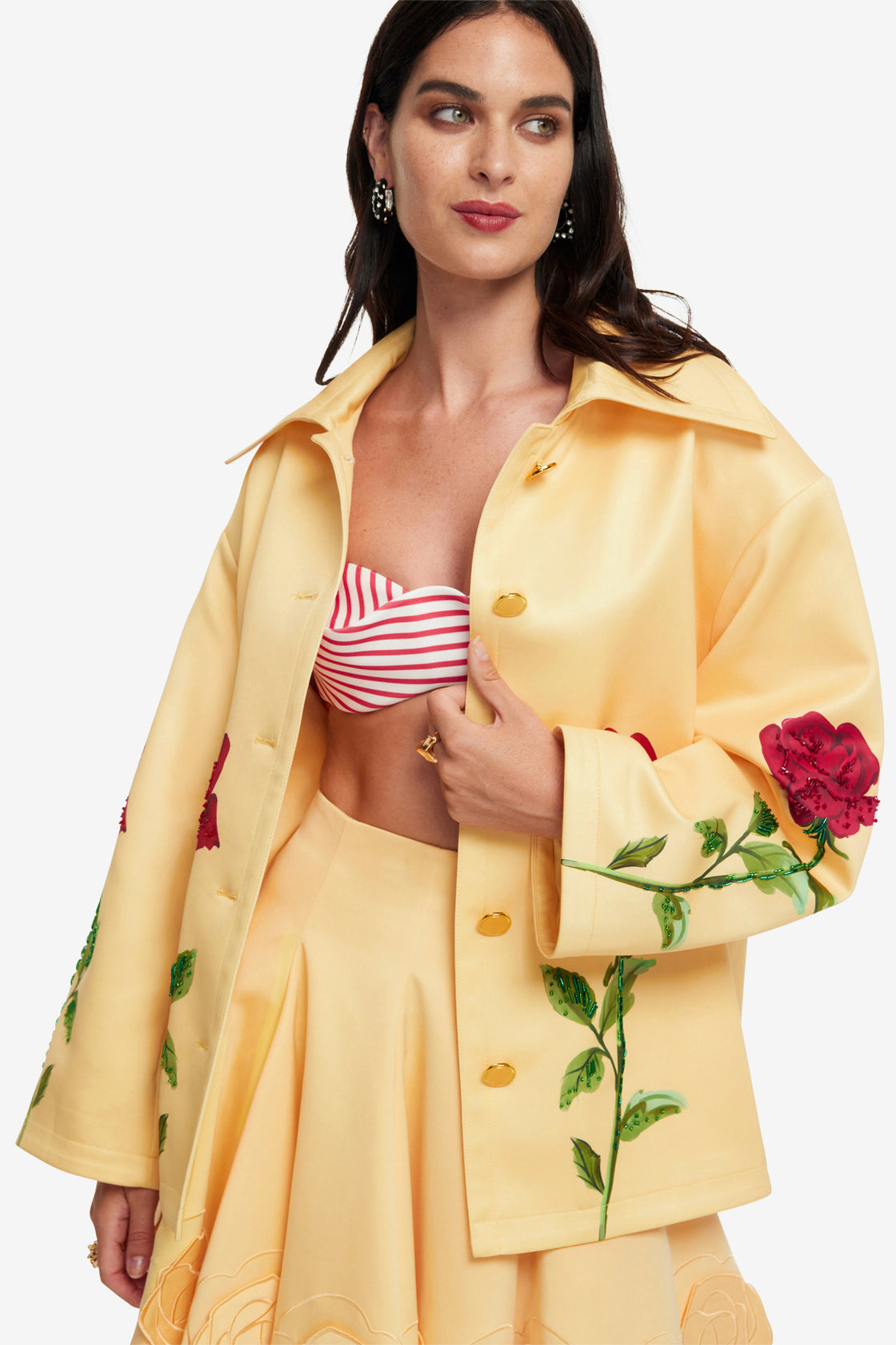 Exclusive LEO LIN Leyna Embellished Rose Jacket - Butter