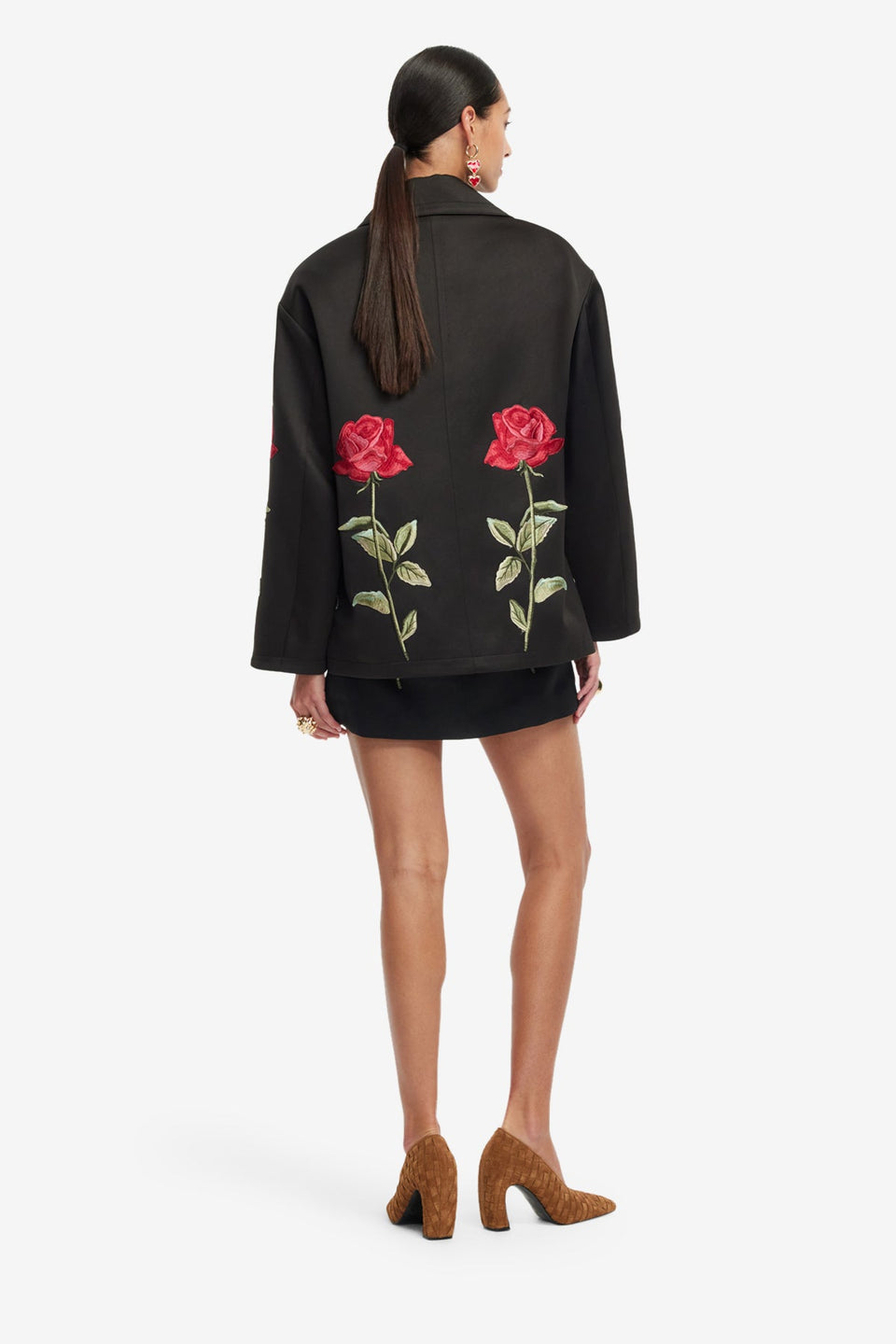 Exclusive LEO LIN Leyna Embellished Rose Jacket - Ebony