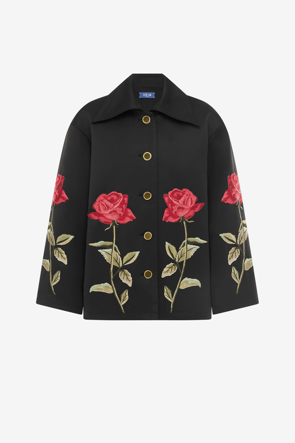 Exclusive LEO LIN Leyna Embellished Rose Jacket - Ebony