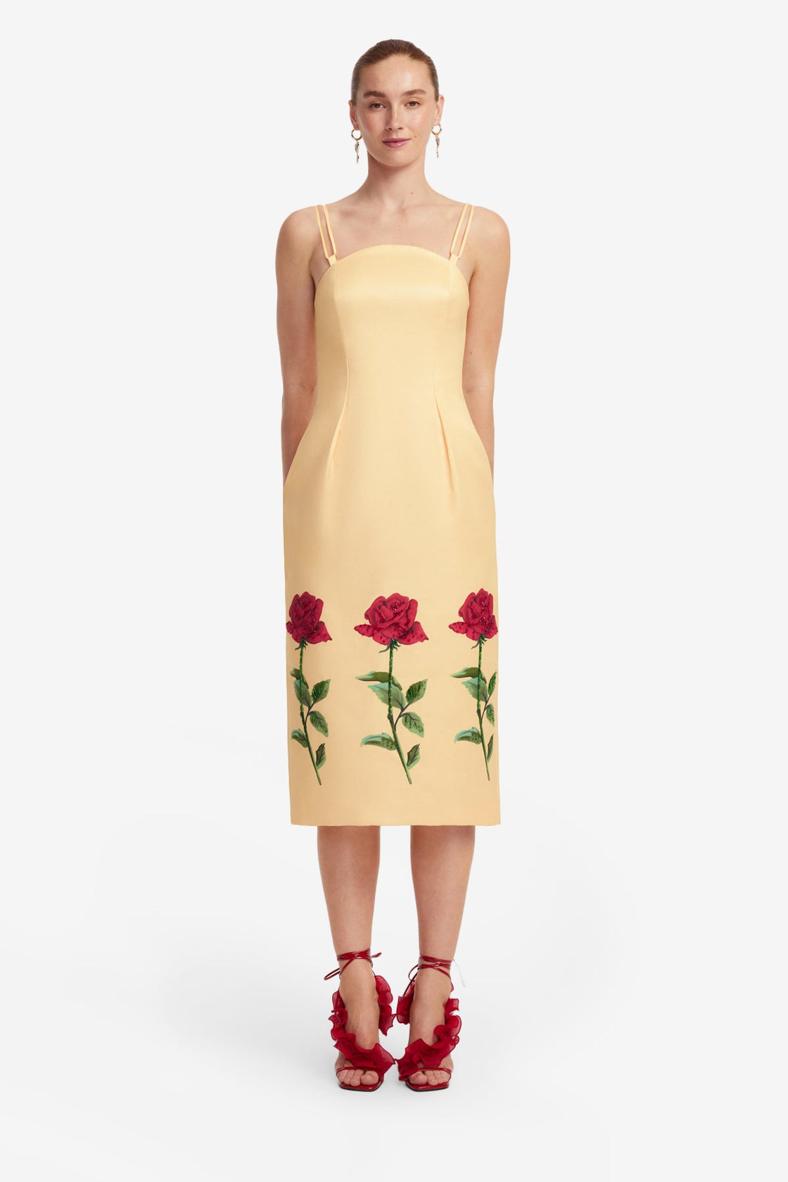 Exclusive LEO LIN Polina Embellished Rose Midi Dress - Butter