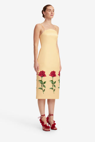 Exclusive LEO LIN Polina Embellished Rose Midi Dress - Butter