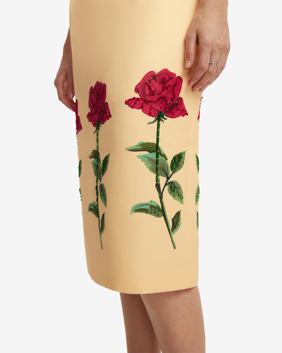 Polina Embellished Rose Midi Dress - Butter – LEO LIN