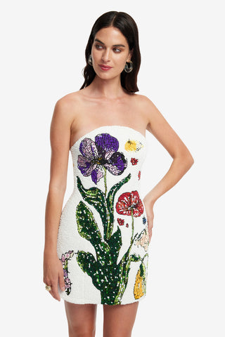 Exclusive LEO LIN Rosario Beaded Bustier Mini Dress - Wildflowers