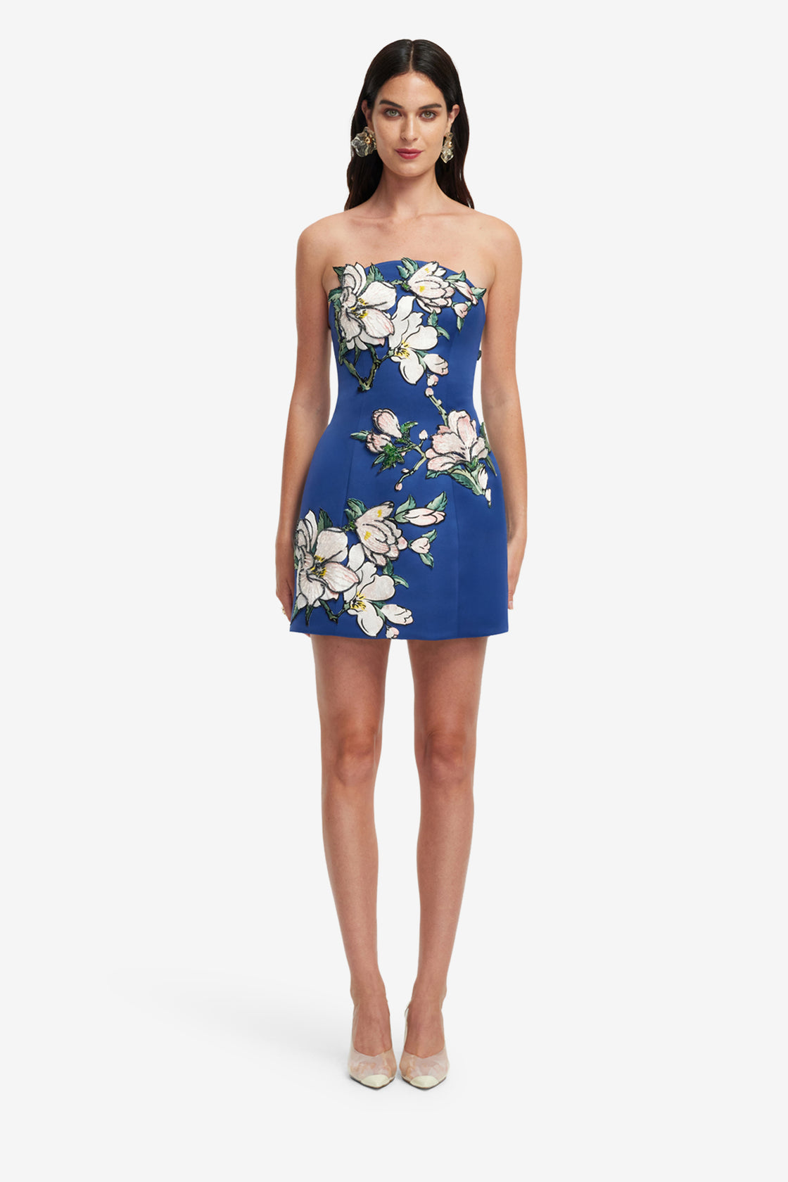 Leo Lin Zaria Applique Floral Bustier Mini Dress - Blue Leo Lin Zaria Applique Floral Bustier Mini Dress - Blue