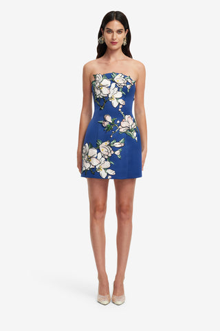 Zaria Appliqu Floral Bustier Mini Dress - Midnight Blue LEO LIN Zaria Appliqu Floral Bustier Mini Dress - Midnight Blue LEO LIN
