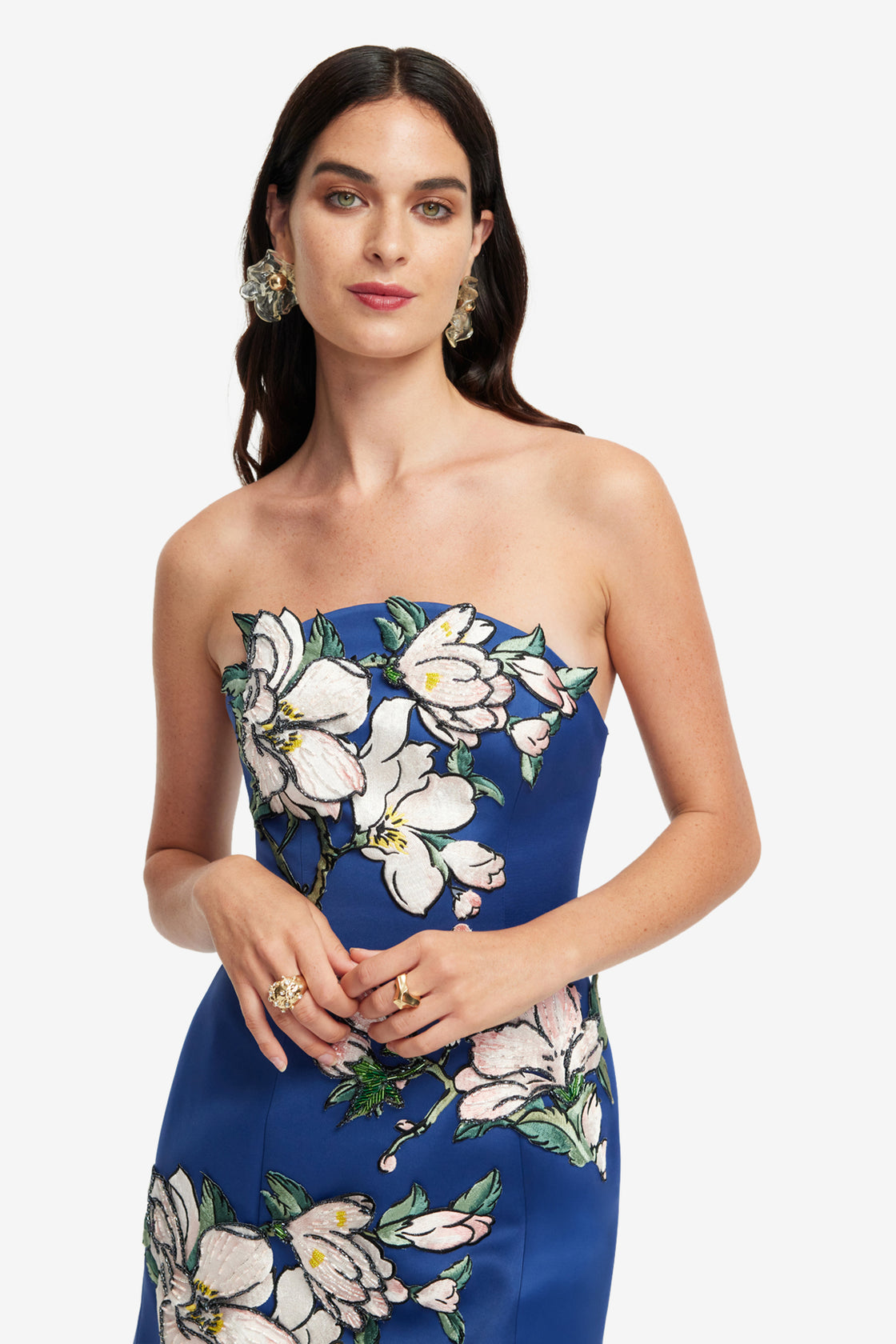Zaria Appliqu Floral Bustier Mini Dress - Midnight Blue LEO LIN Zaria Appliqu Floral Bustier Mini Dress - Midnight Blue LEO LIN