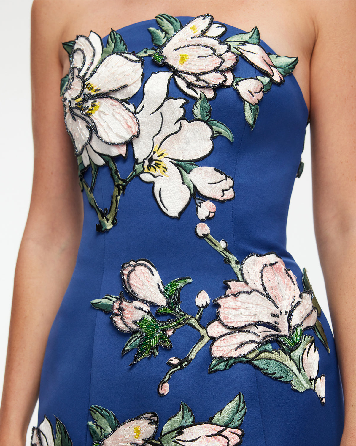 Zaria Appliqu Floral Bustier Mini Dress - Midnight Blue LEO LIN Zaria Appliqu Floral Bustier Mini Dress - Midnight Blue LEO LIN