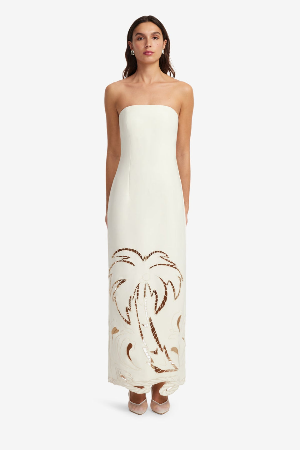 Exclusive LEO LIN Rayna Applique Bustier Maxi Dress - Vanilla