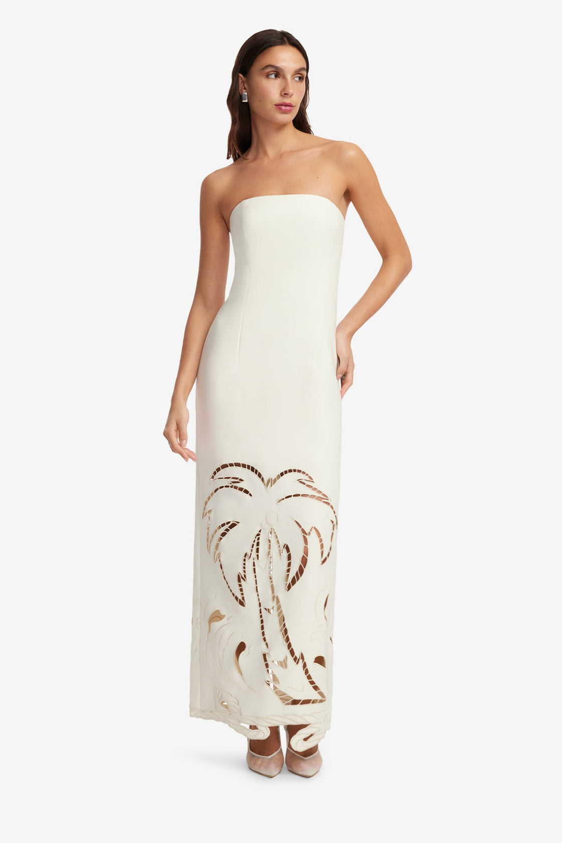 Exclusive LEO LIN Ava Applique Bustier Maxi Dress - Vanilla