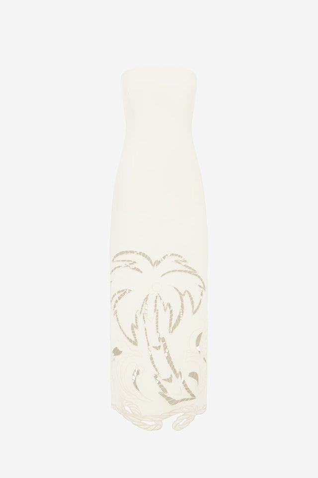 Exclusive LEO LIN Ava Applique Bustier Maxi Dress - Vanilla